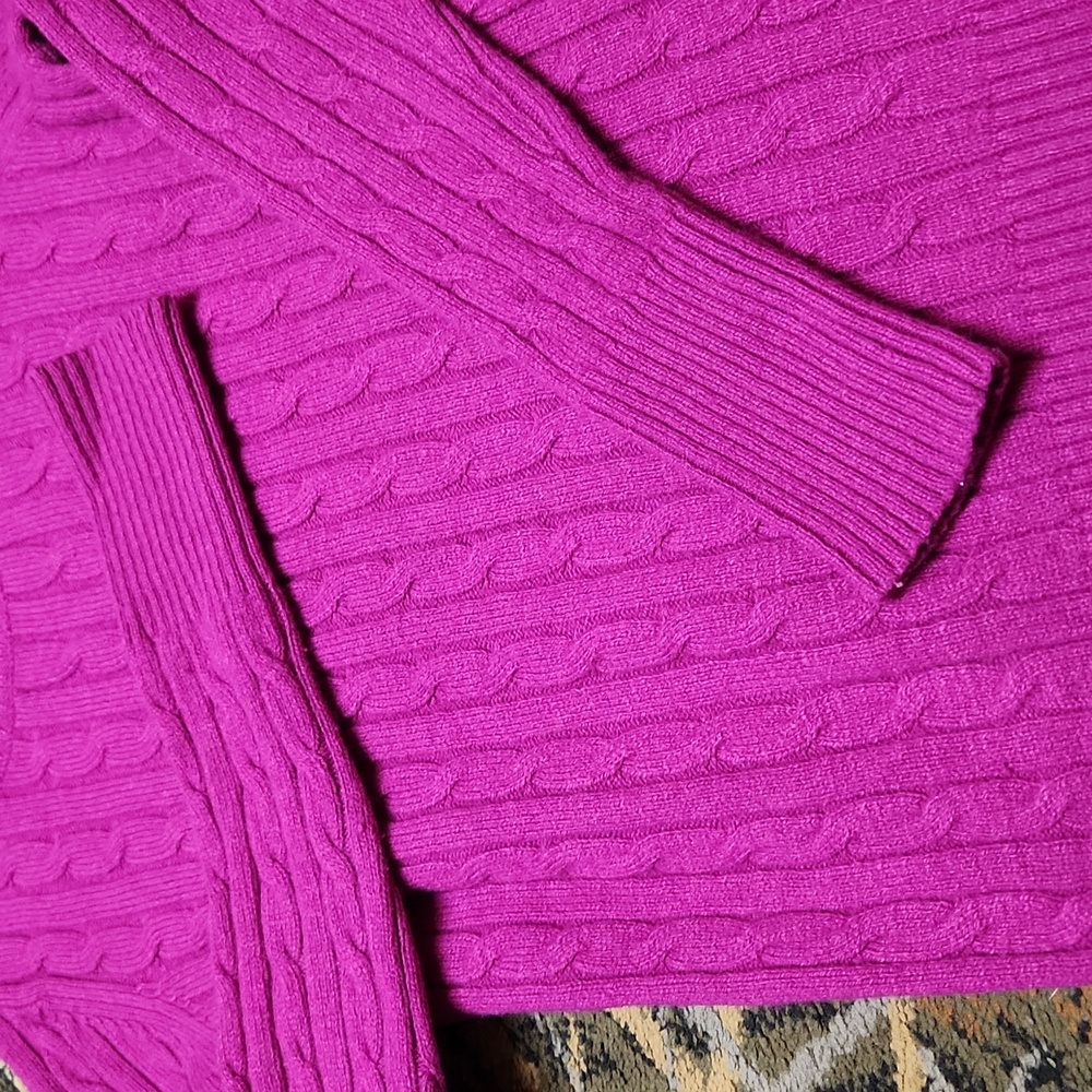 JCPenney Women's Fuchsia Cable Knit Sweater - Picture 2 of 8